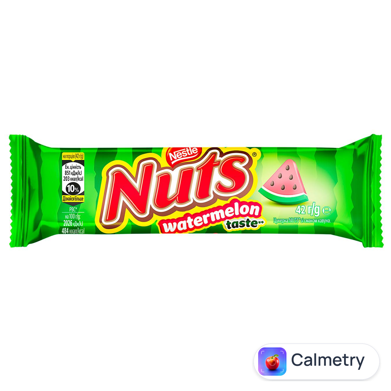 Батончик шоколадний Nuts Кавун 42г — фото продукту