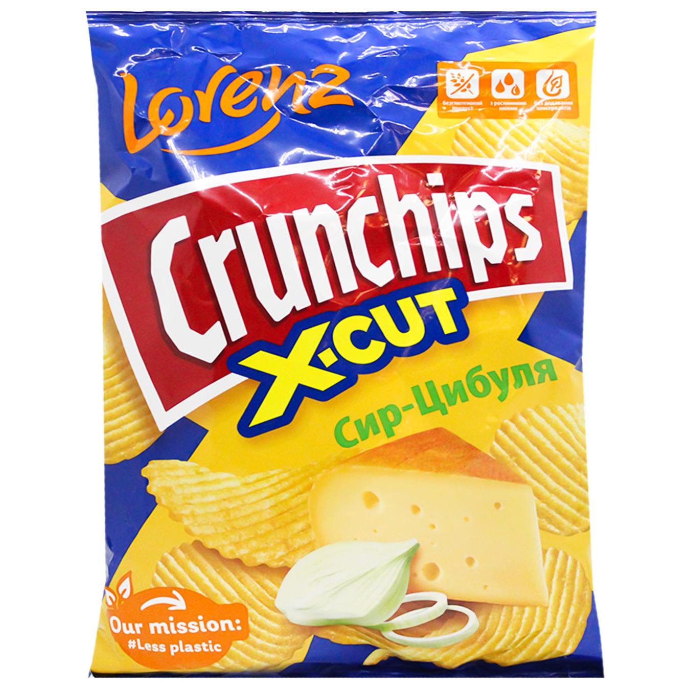 Чипси Crunchips X-Cut зі смаком сир-цибуля 140г — фото продукту