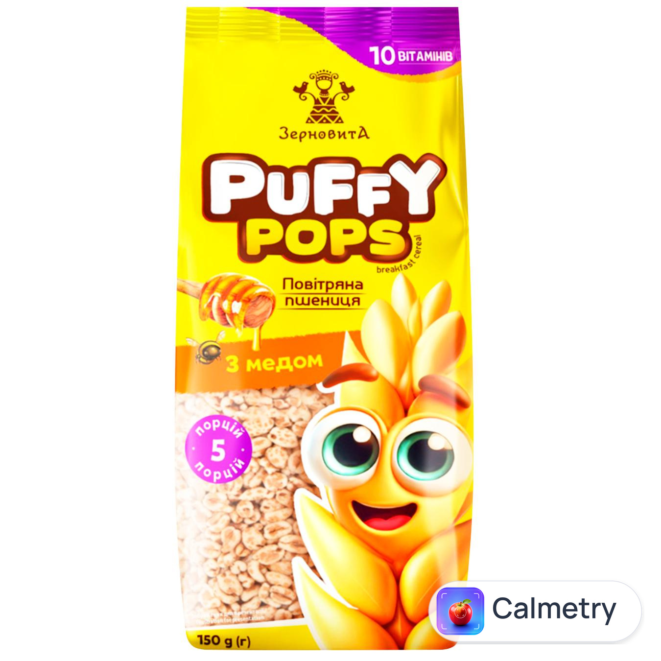 Сніданок сухий Зерновита Puffy Pops зерна пшениці з медом 150г