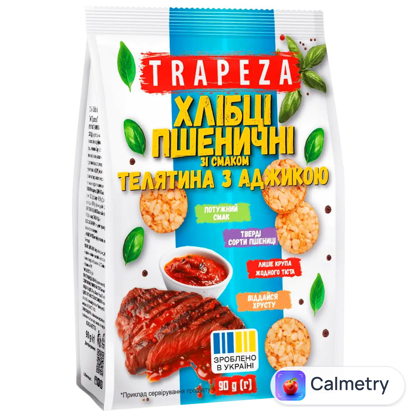 Хлібці Trapeza пшеничні зі смаком телятина з аджикою 90г — фото продукту