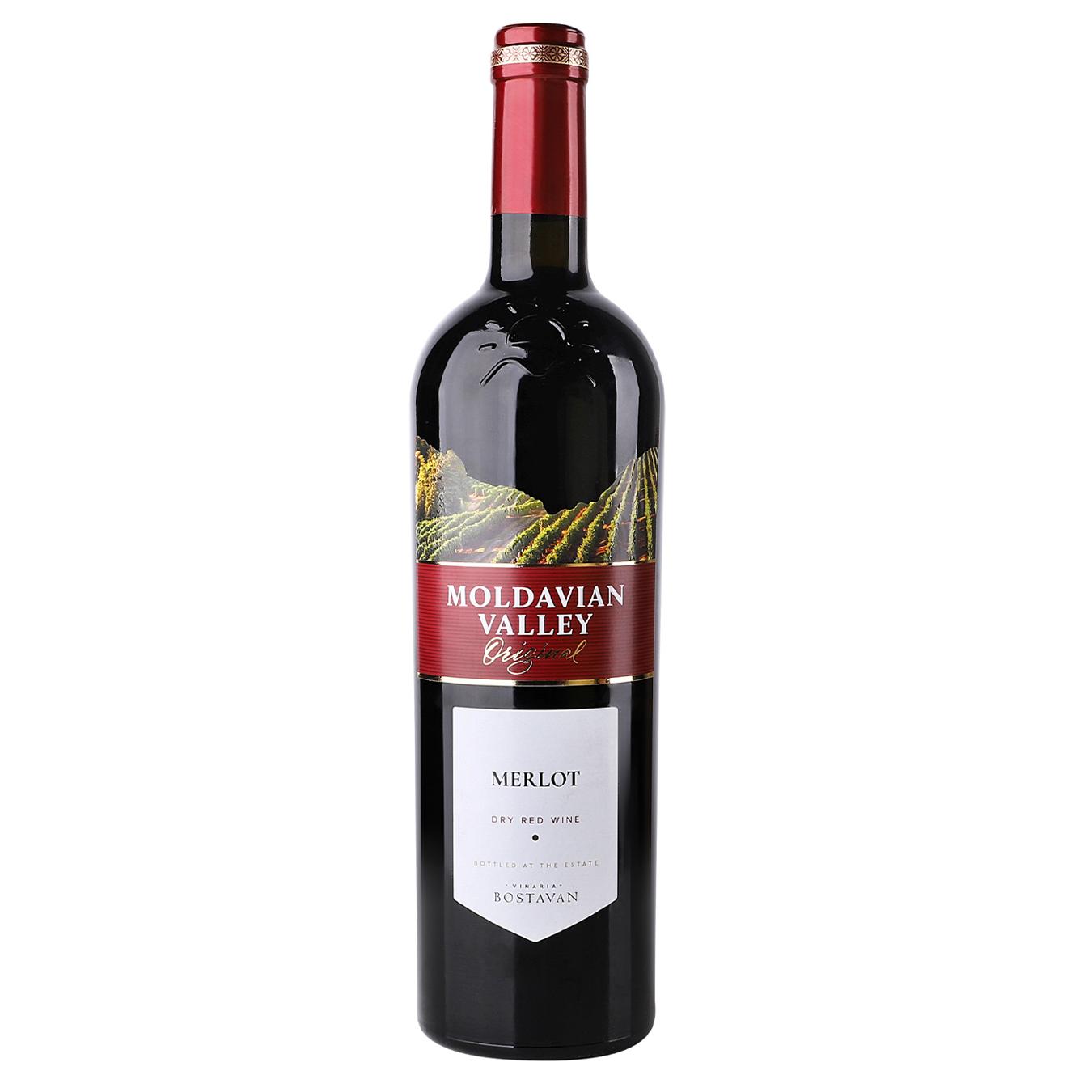 Вино Moldavian Valley Merlot червоне сухе 13% 0,75л — фото продукту