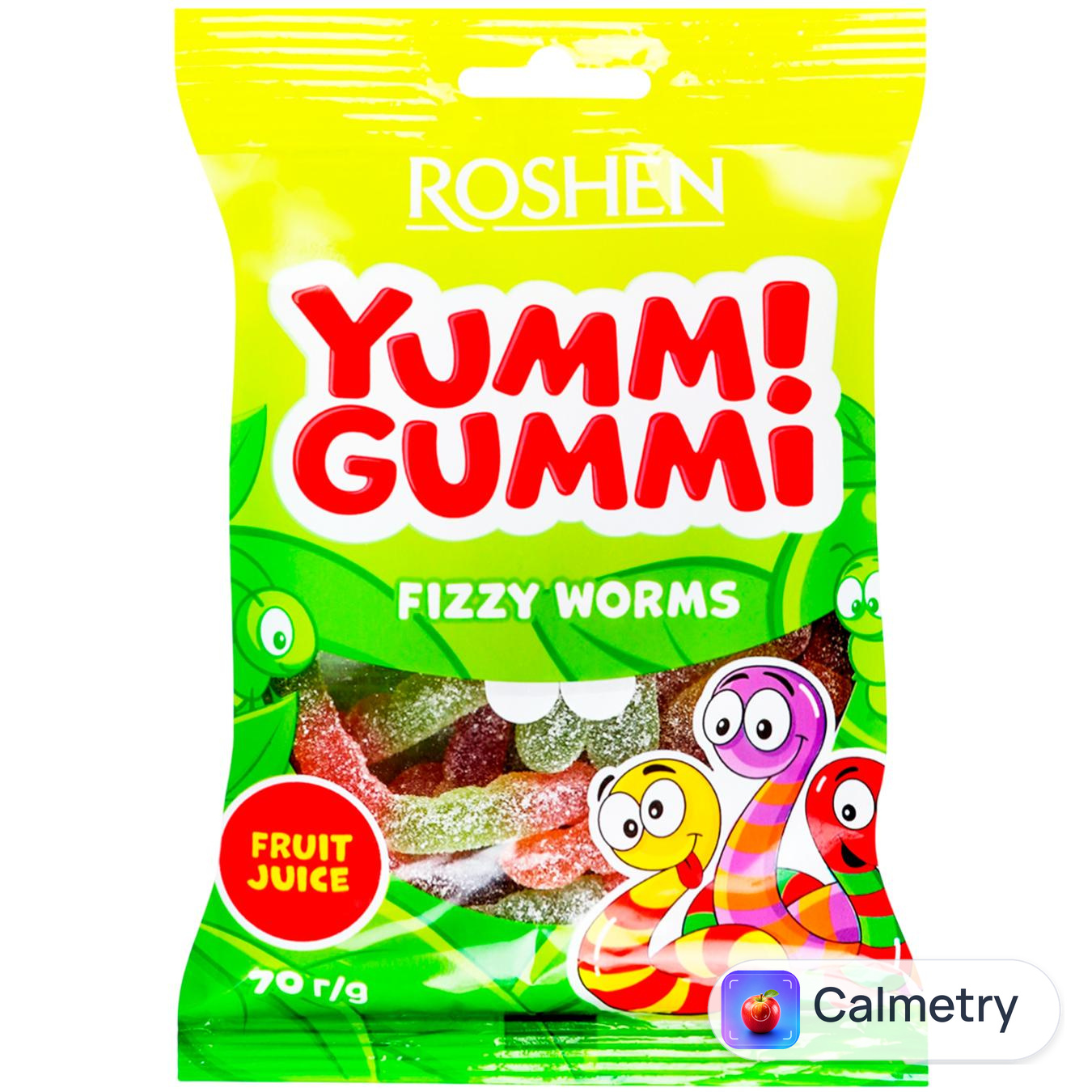 Цукерки Roshen Yummi Gummi Fizzy Worms 70г — фото продукту