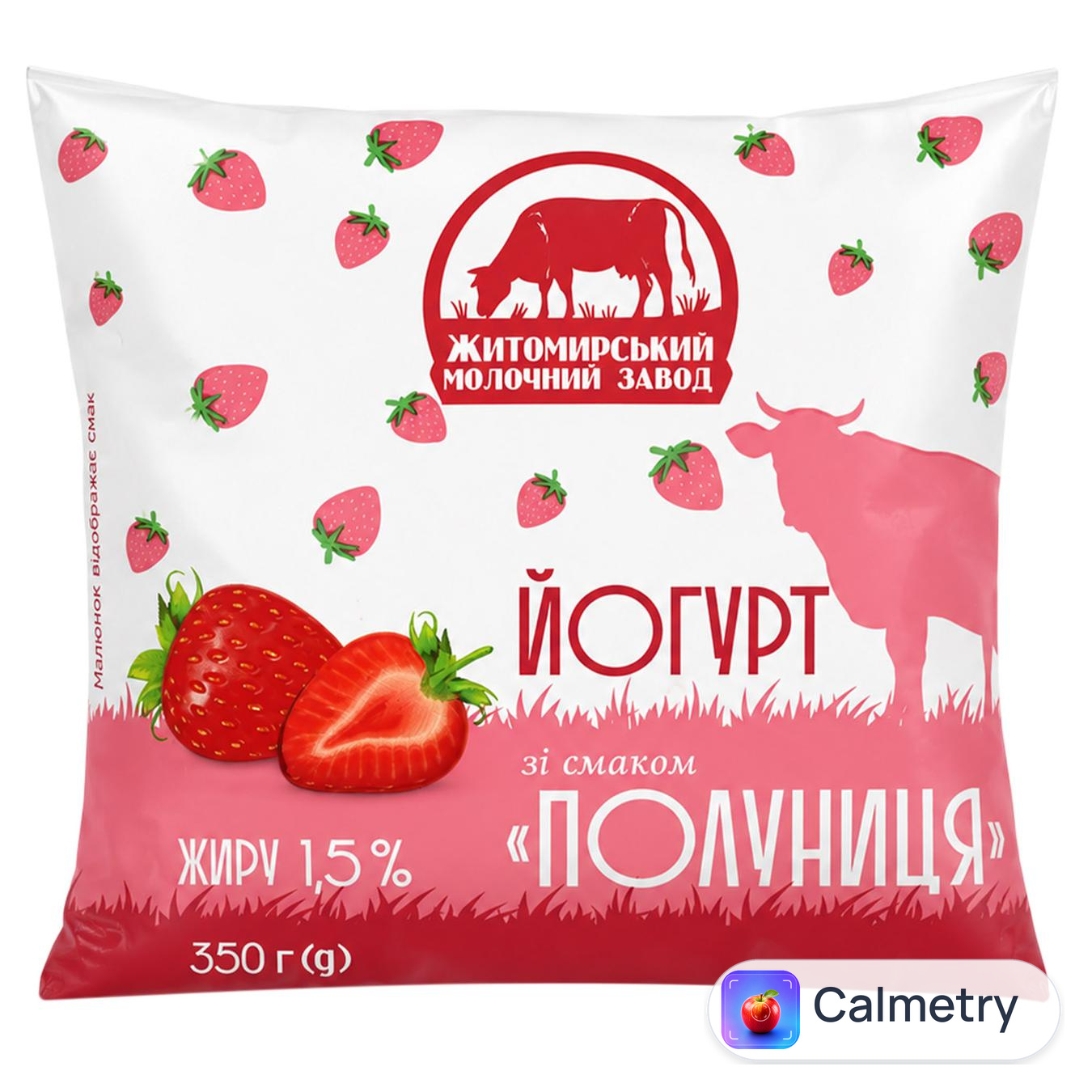 Йогурт Житомирський Молочний Завод Полуниця 1,5% 350г — фото продукту