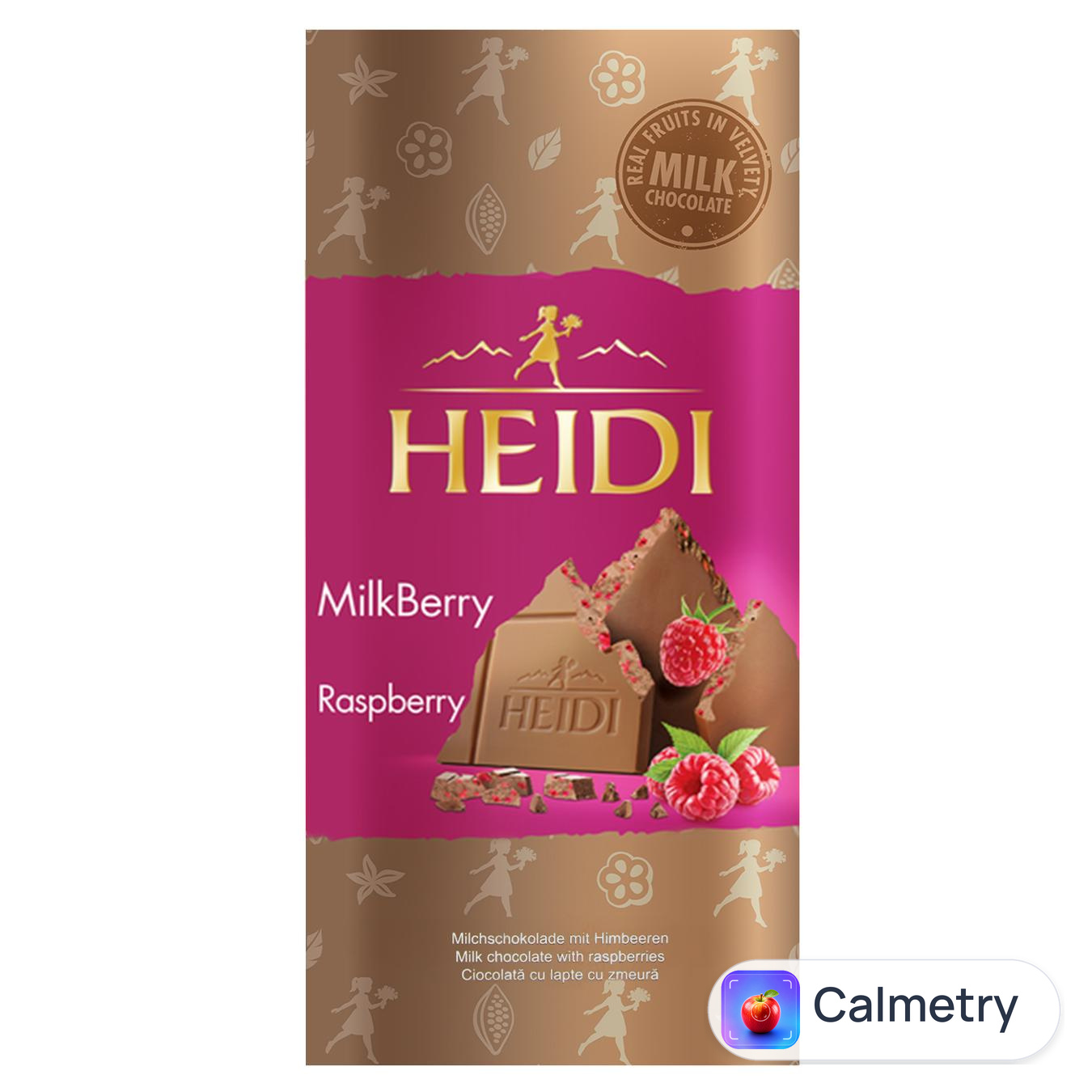Шоколад молочний Heidi з малиною 80г — фото продукту