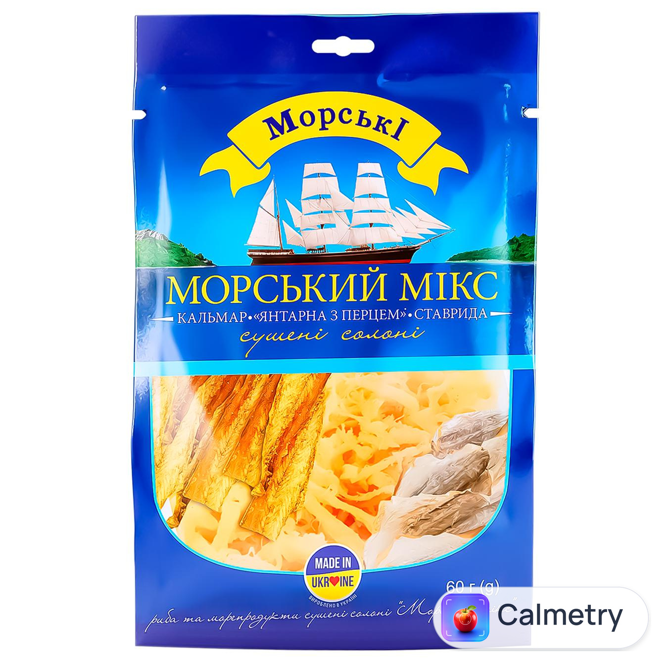 Риба та морепродукти Морские Морський Мікс сушені солоні 60г — фото продукту
