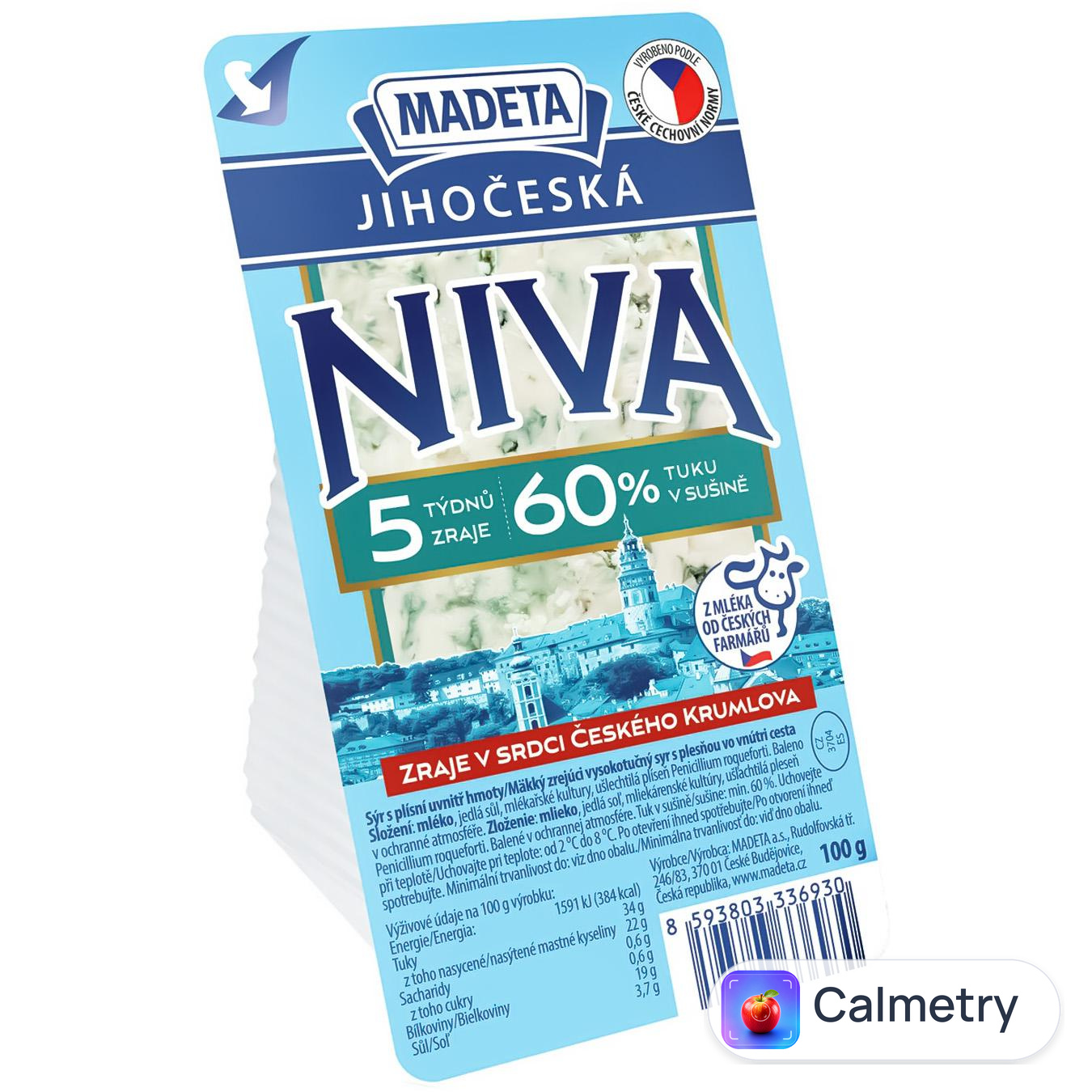 Сир Madeta Jihoceska Niva м'який з блакитною пліснявою 60% 100г