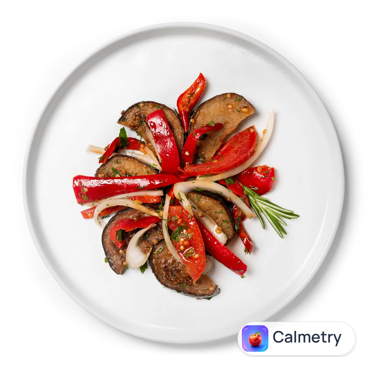 Салат з смаженими баклажанами та овочами