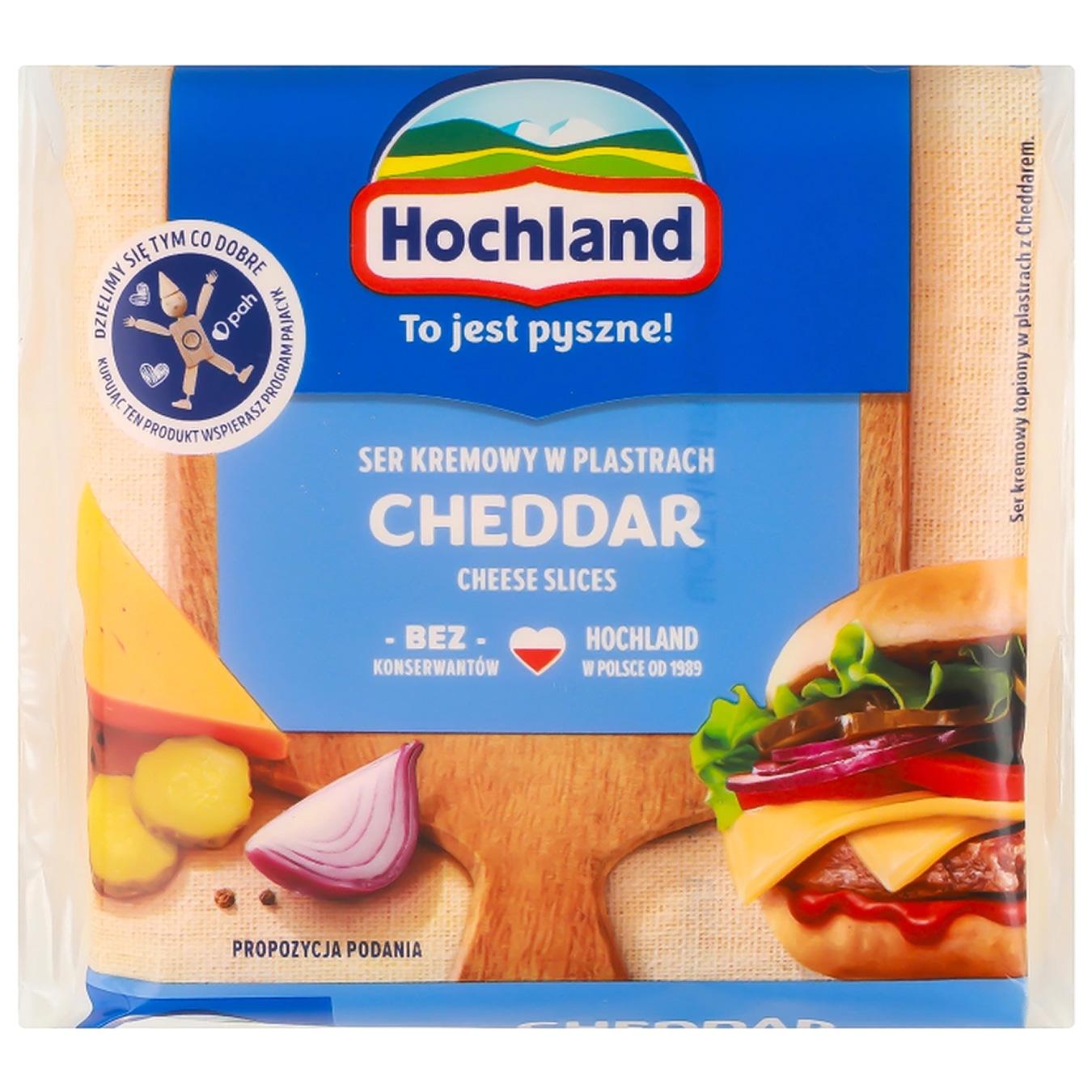Сир плавлений Hochland Чеддер скибочками 40% 130г — фото продукту
