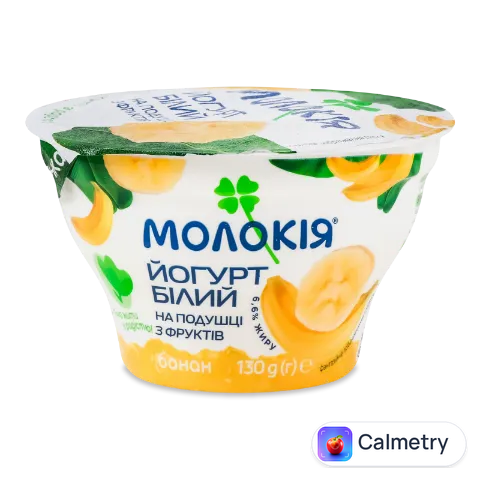 Йогурт «Молокія» «Білий» банан на подушці з фруктів, 6,6%