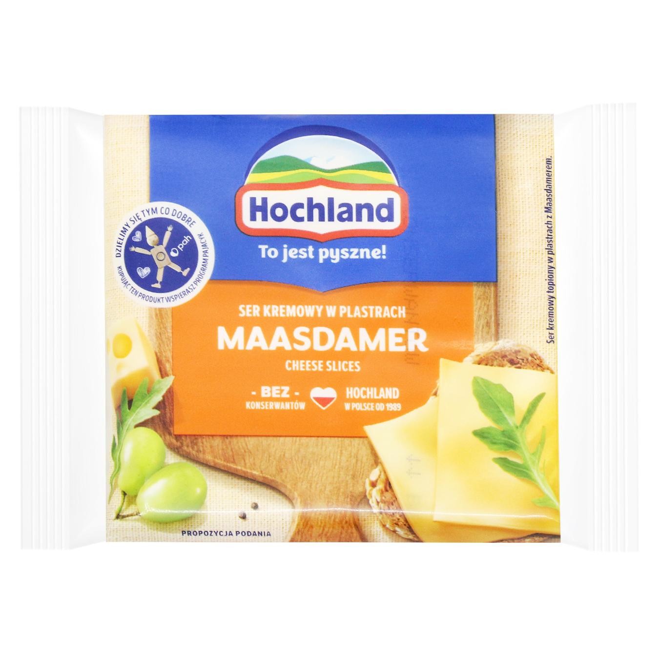 Сир плавлений Hochland Маасдамер скибочками 40% 130г — фото продукту