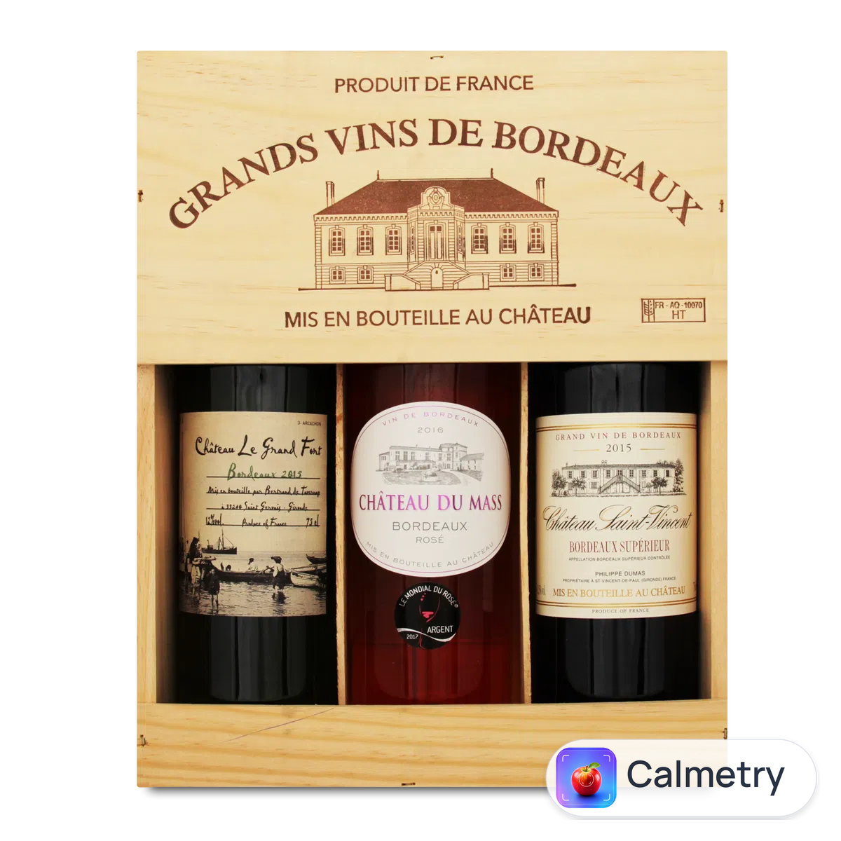Винний кейс Chateau du Mass rose & Chateau Le Grand Fort & Chateau Saint Vincent 3*0,75л