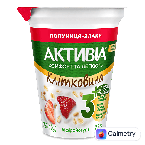 Біфідойогурт Активіа з наповнювачем полуниця-злаки 2,7%, 260г
