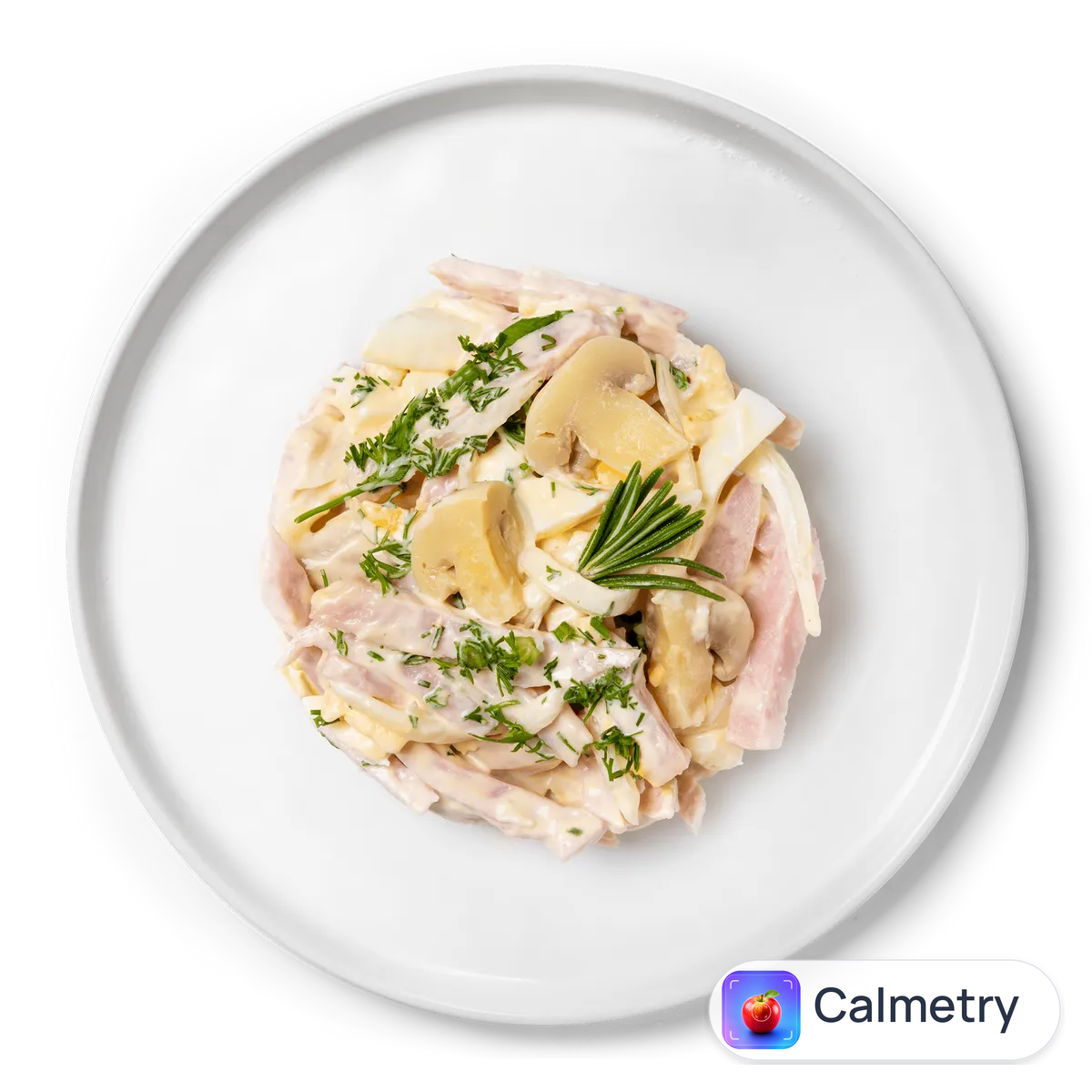 Салат з шинкою яйцями та грибами