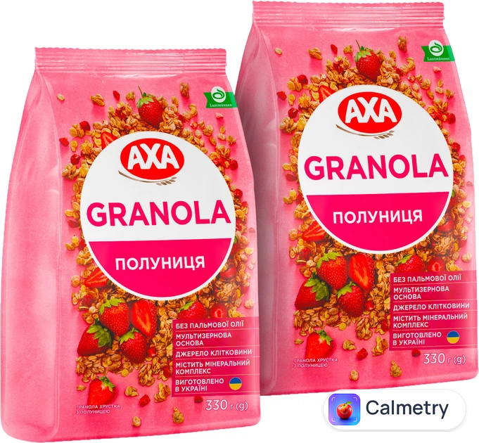 Упаковка граноли АХА хрустка з полуницею 330 г х 2 шт