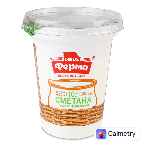 Сметана Ферма Густа по-фермерськи 10%, стакан, 300г