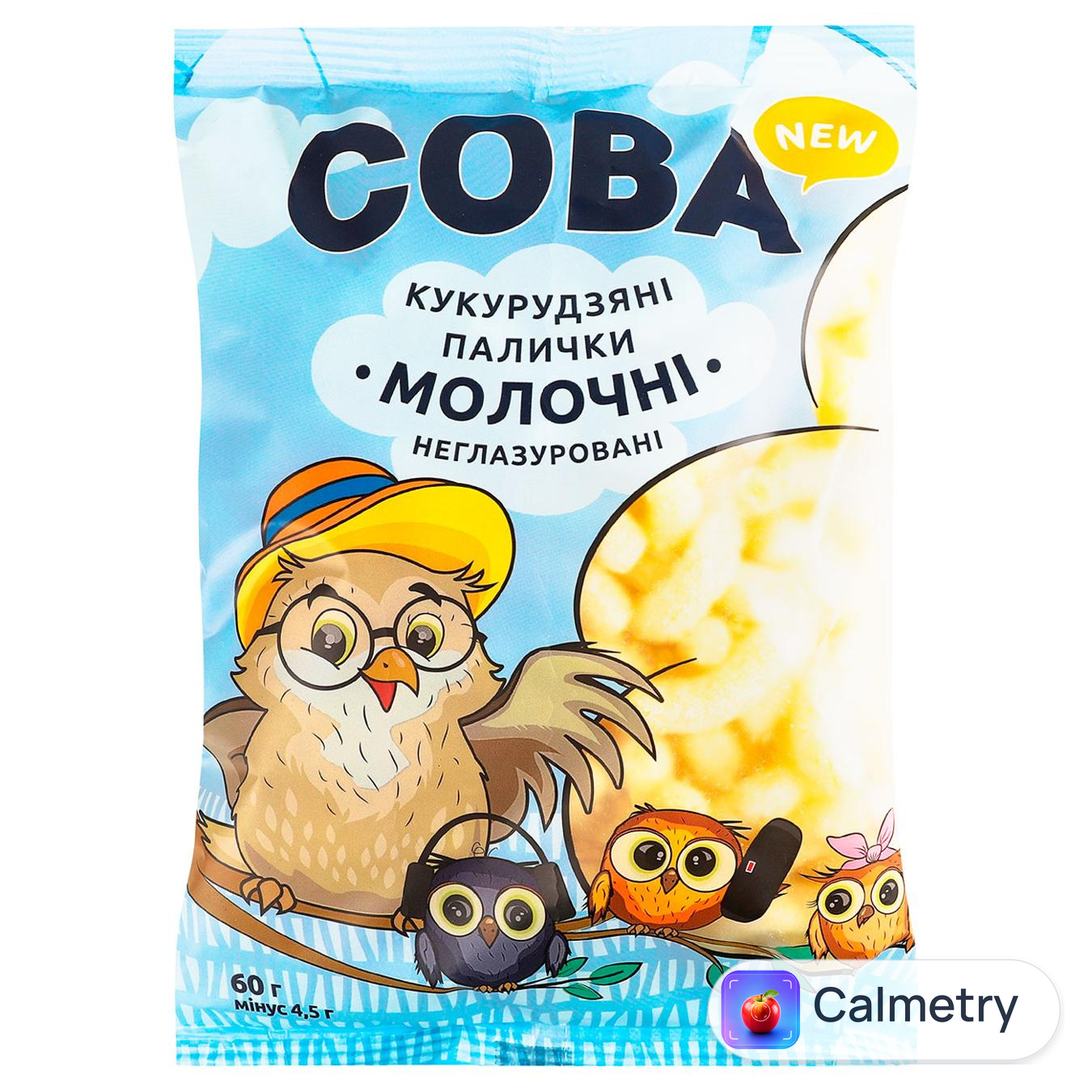 Палички кукурудзяні Сова молочні неглазуровані 60г