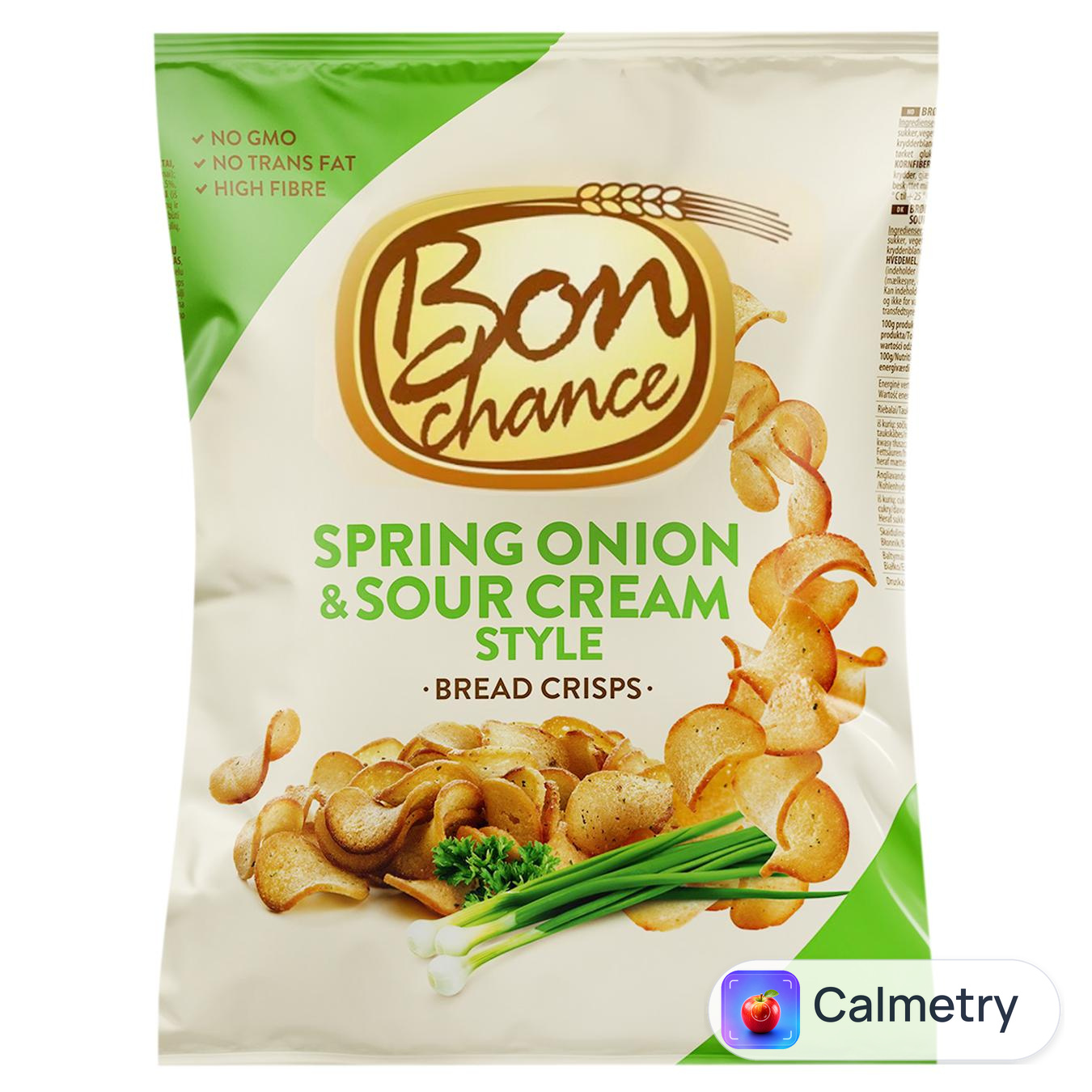 Чипси хлібні Bon Chance зі сметаною та зеленою цибулею 120г — фото продукту