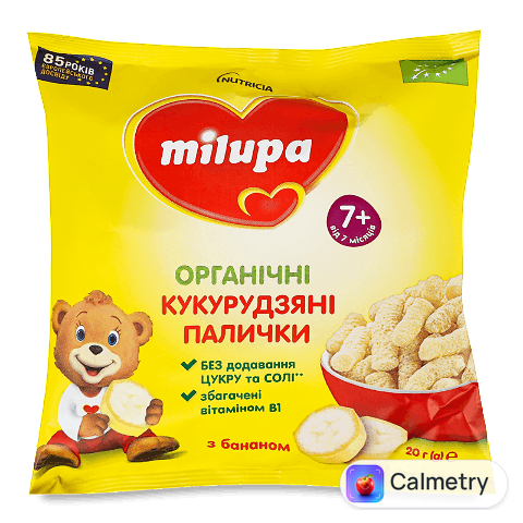 Палички кукурудзяні Milupa з бананом органічні, 20г