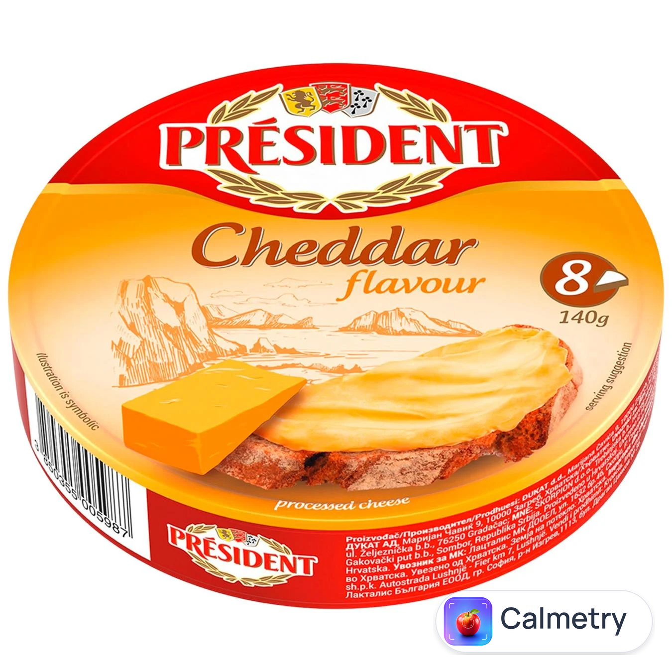 Сир плавлений President з ароматом Чеддеру 35% 140г