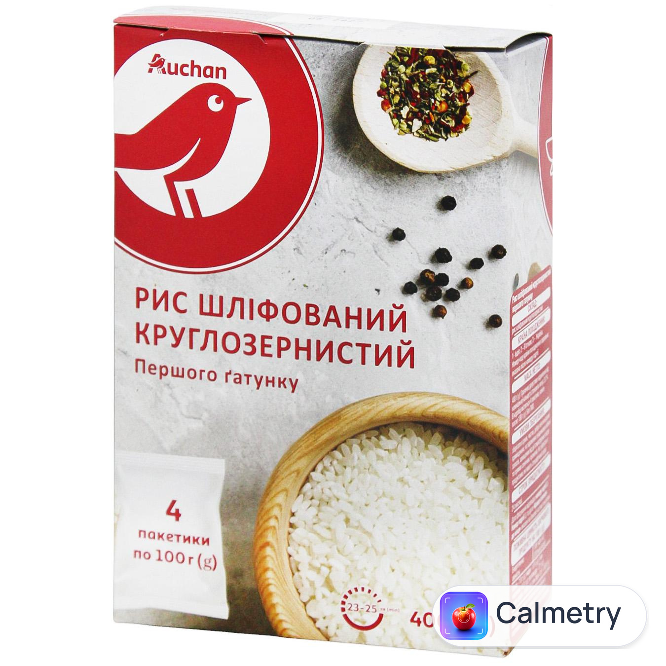Рис Auchan шліфований круглозернистий 4шт*100г