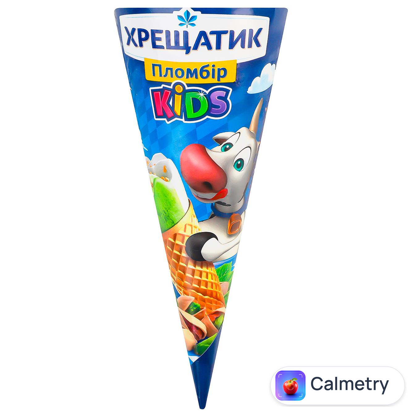 Морозиво Хрещатик Kids Пломбір у вафельному ріжку фісташка-ваніль 80г