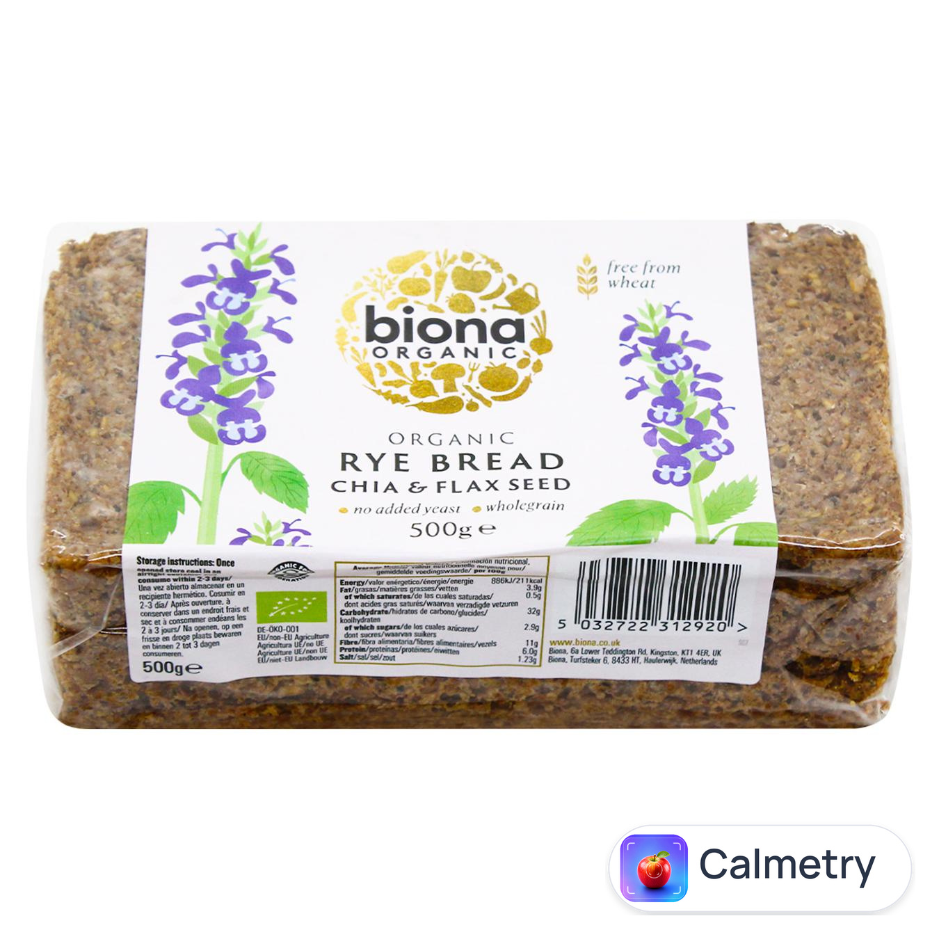 Хліб Biona Organic житній з насінням чіа та льону органічний 500г