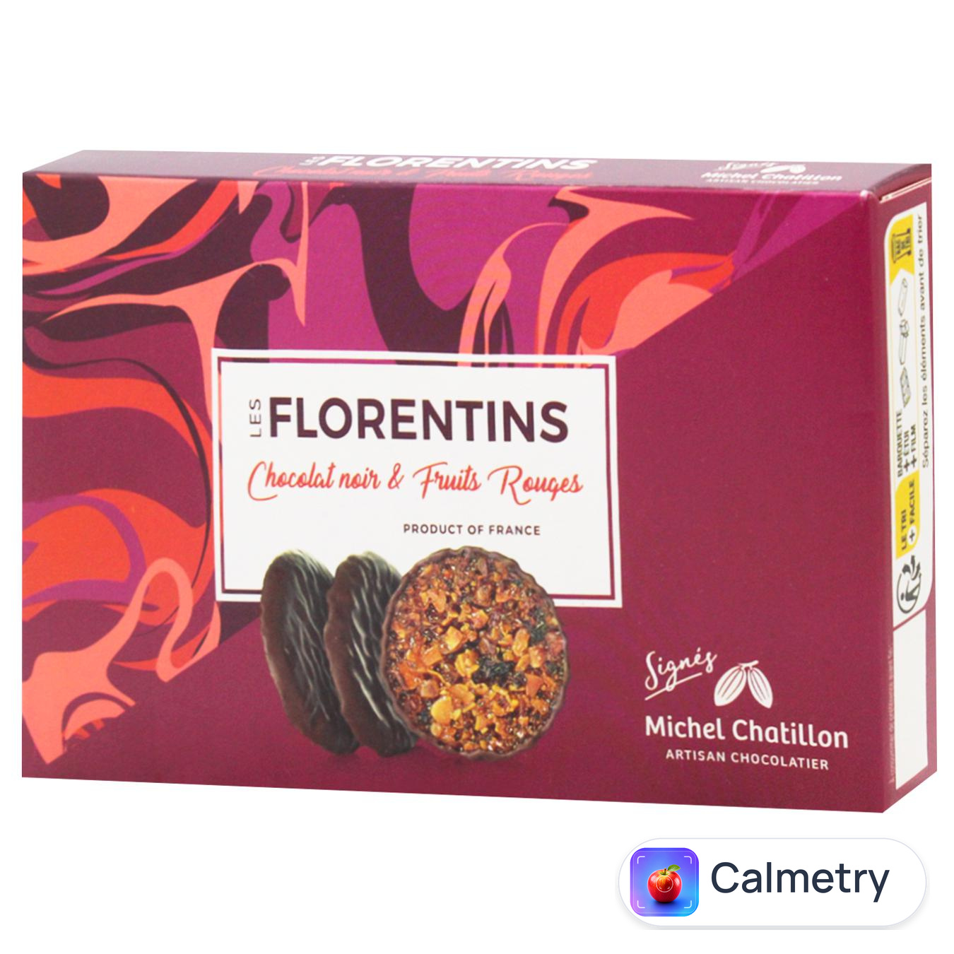 Печиво Maison de Florentins Флорентіні в чорному шоколаді з червоними фруктами та мигдалем 100г