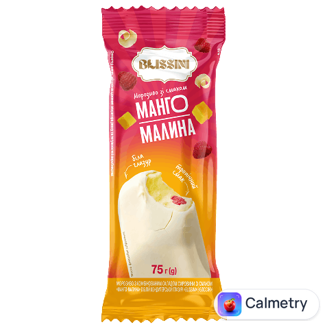 Морозиво Blissini манго малина в білій кон глаз10%, 75г