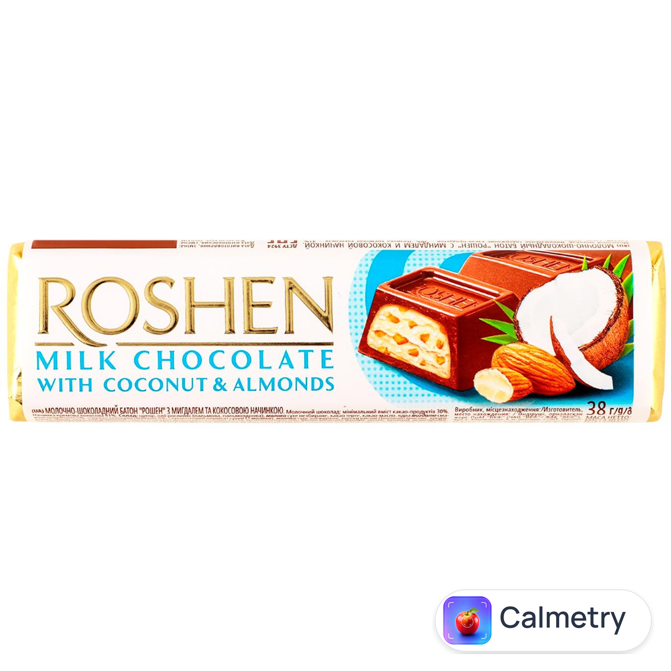 Батончик Roshen з кокосом та мигдалем 38г