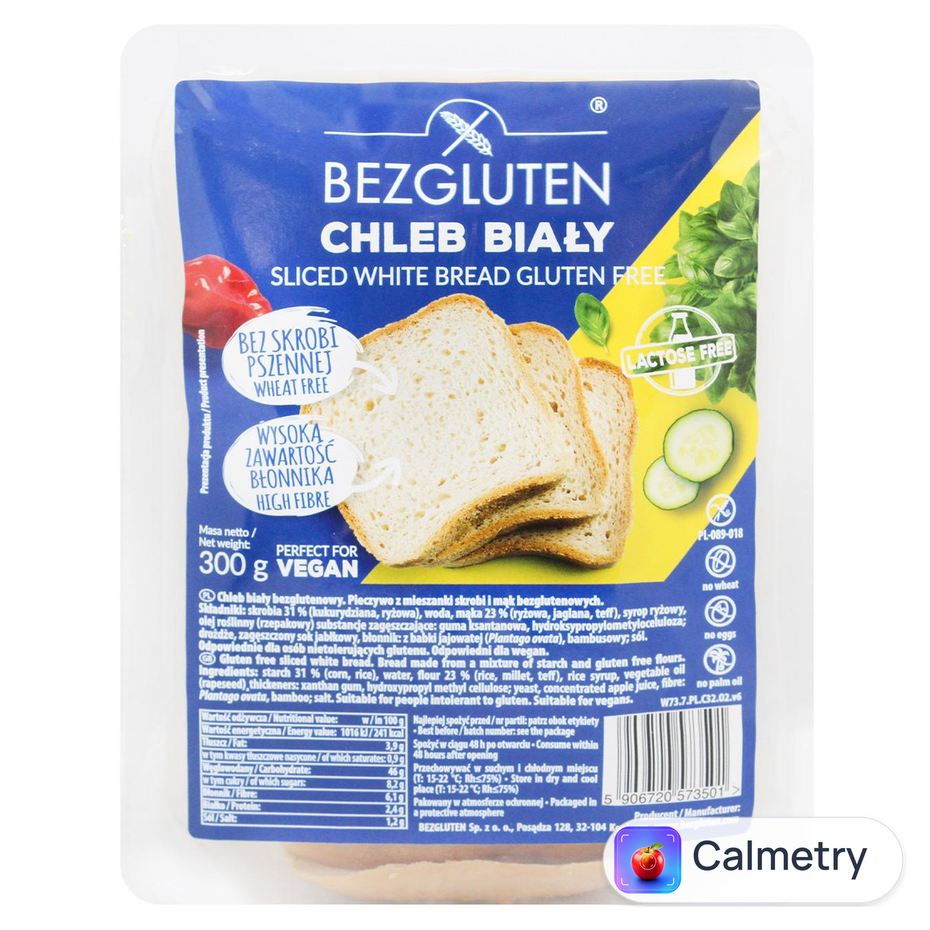 Хліб Bezgluten білий різаний 300г — фото продукту