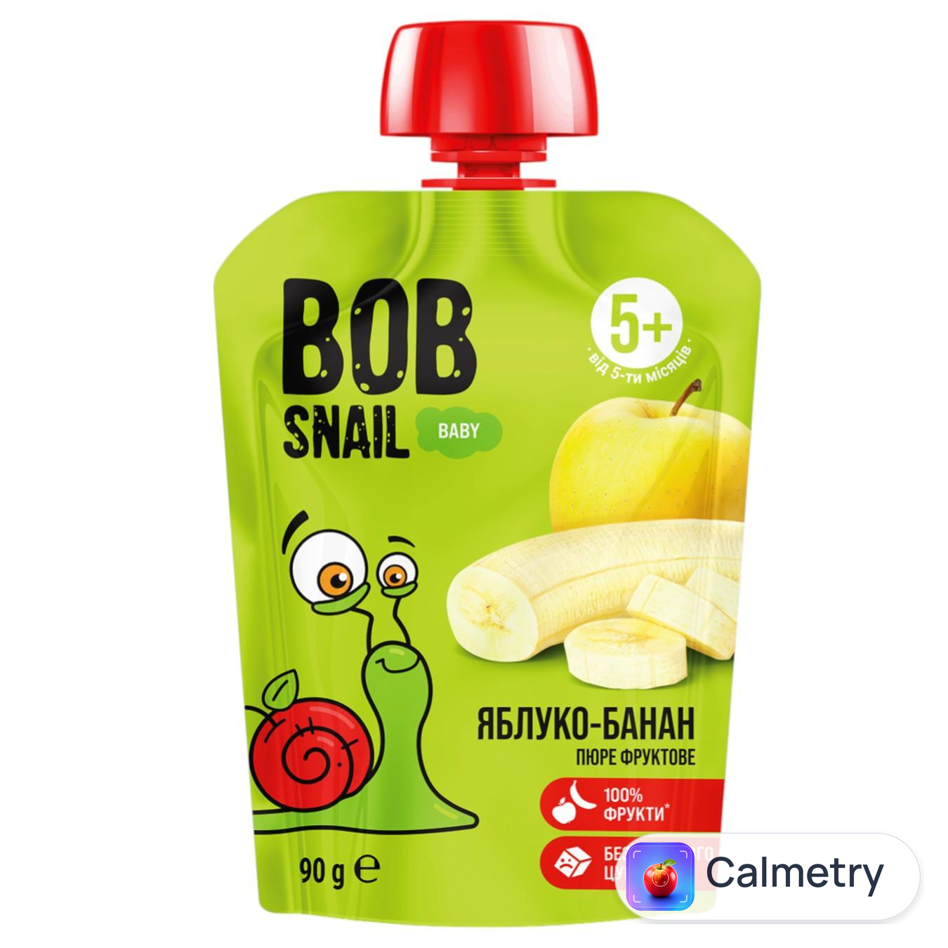 Пюре Snail Bob Яблуко-банан 90г — фото продукту
