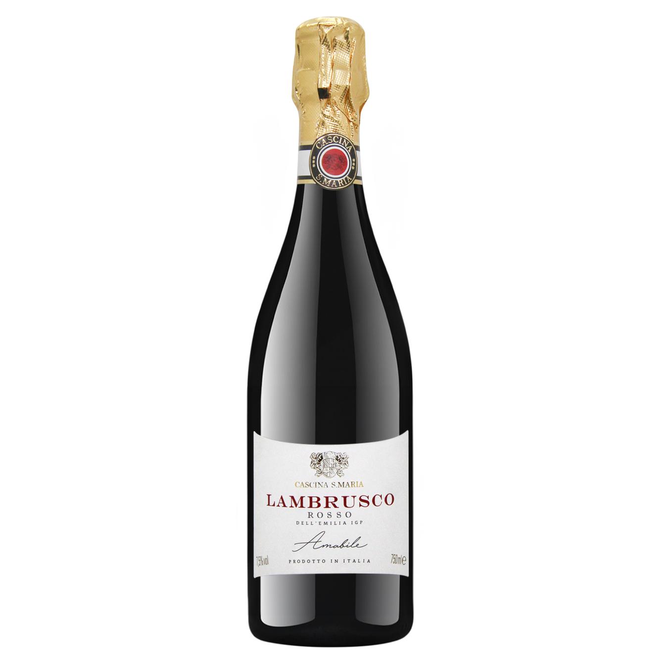Вино ігристе Cascina S. Maria Rosso Amabile Lambrusco dell’Emilia червоне напівсолодке 7,5% 0,75л — фото продукту