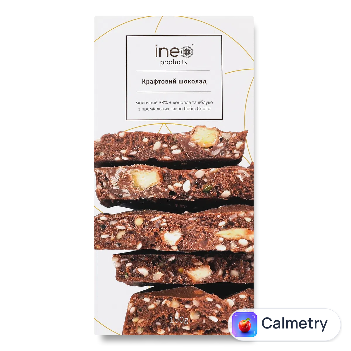 Шоколад молочний «Лавка Традицій» Ineo products з коноплями та яблуком 100г