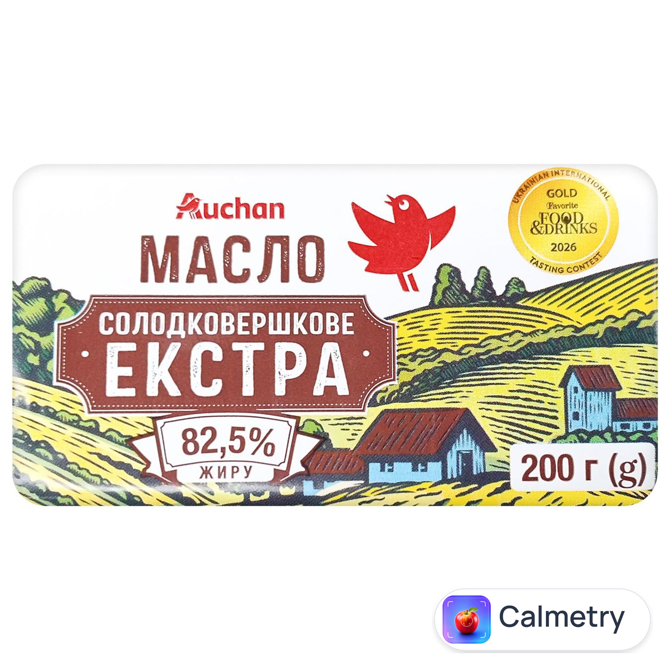 Масло Auchan Екстра солодковершкове 82,5% 200г