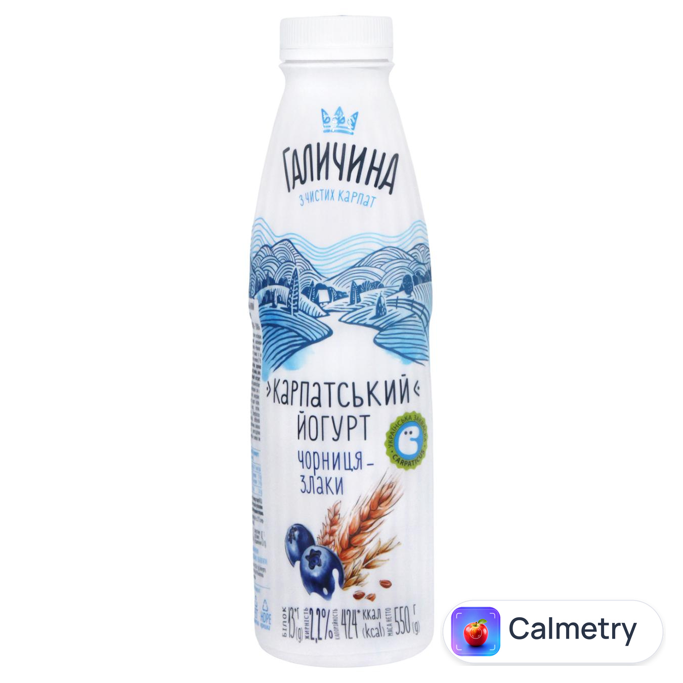 Йогурт Галичина чорниця-злаки 2,2% 550г