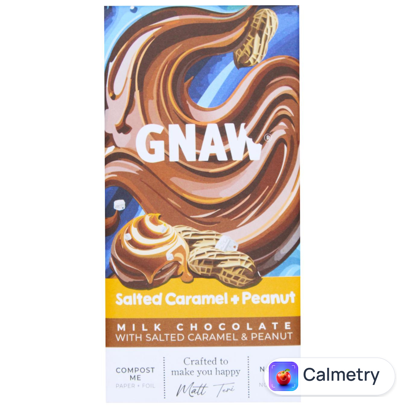Шоколад молочний Gnaw з солоною карамеллю та арахісом 80г