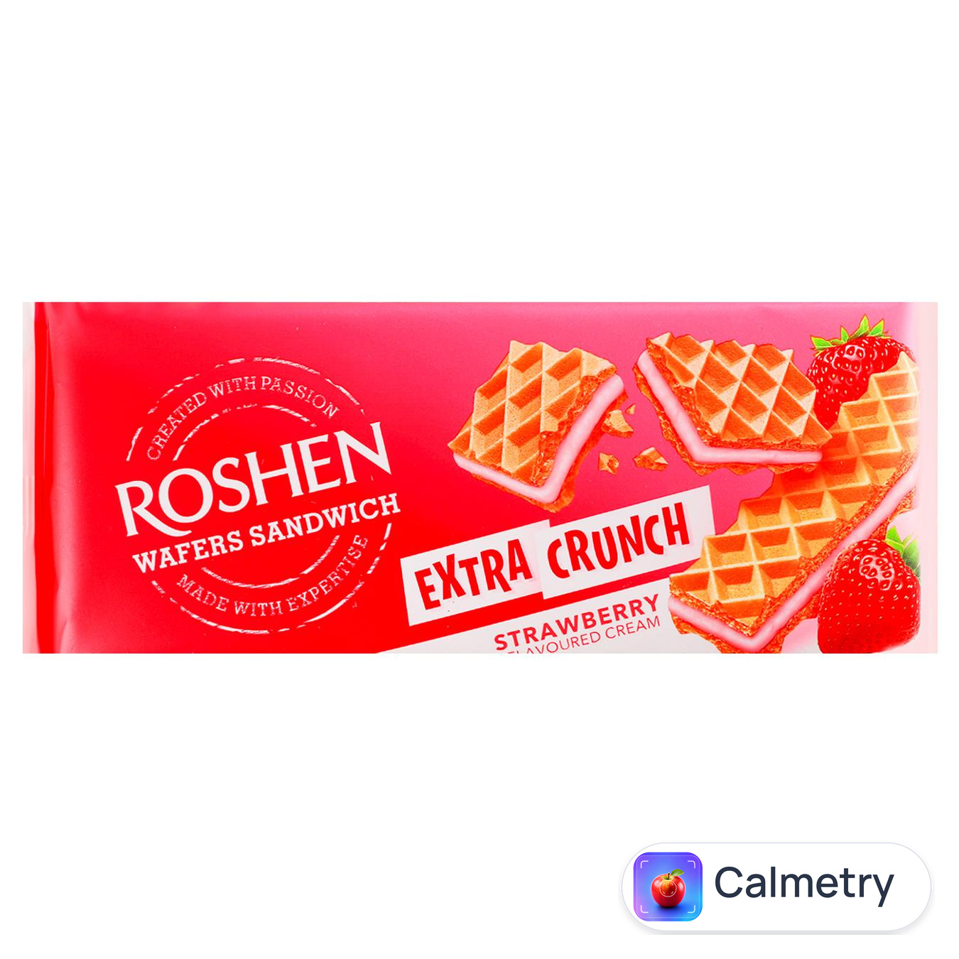 Вафлі Roshen Wafers Sandwich Extra Crunch полуниця 142г — фото продукту