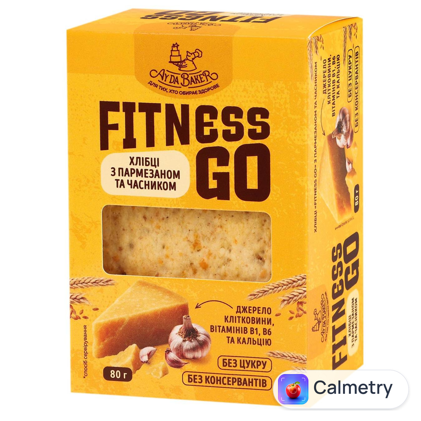 Хлібці Ay Da Baker Fitness Go з пармезаном та часником 80г — фото продукту