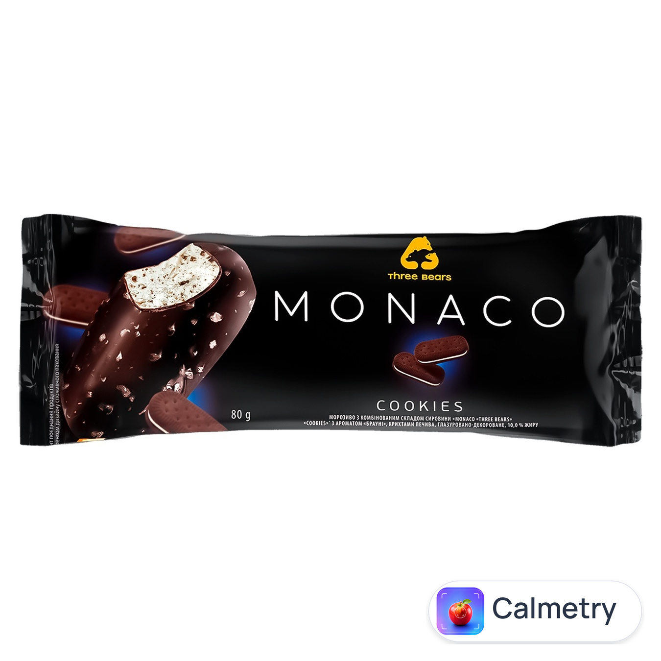 Морозиво Три Ведмеді Мonaco Cookies Печиво-шоколад глазуроване на паличці 80г