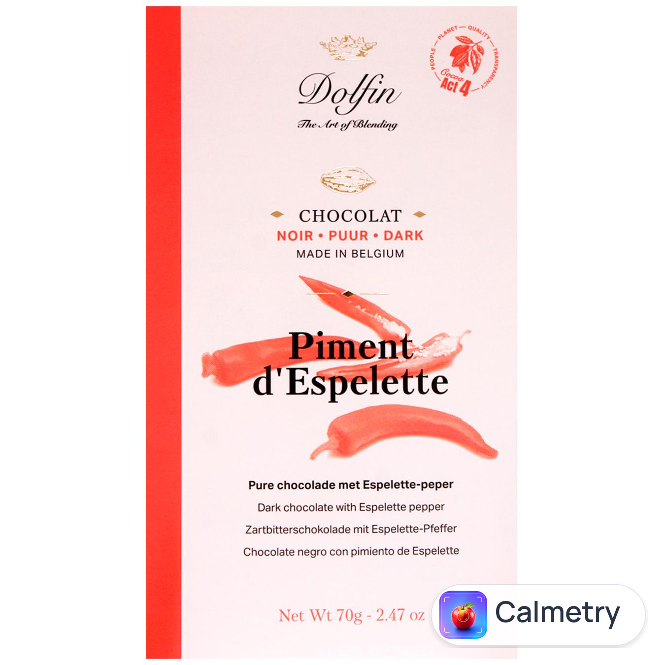 Шоколад чорний Dolfin з перцем 70г