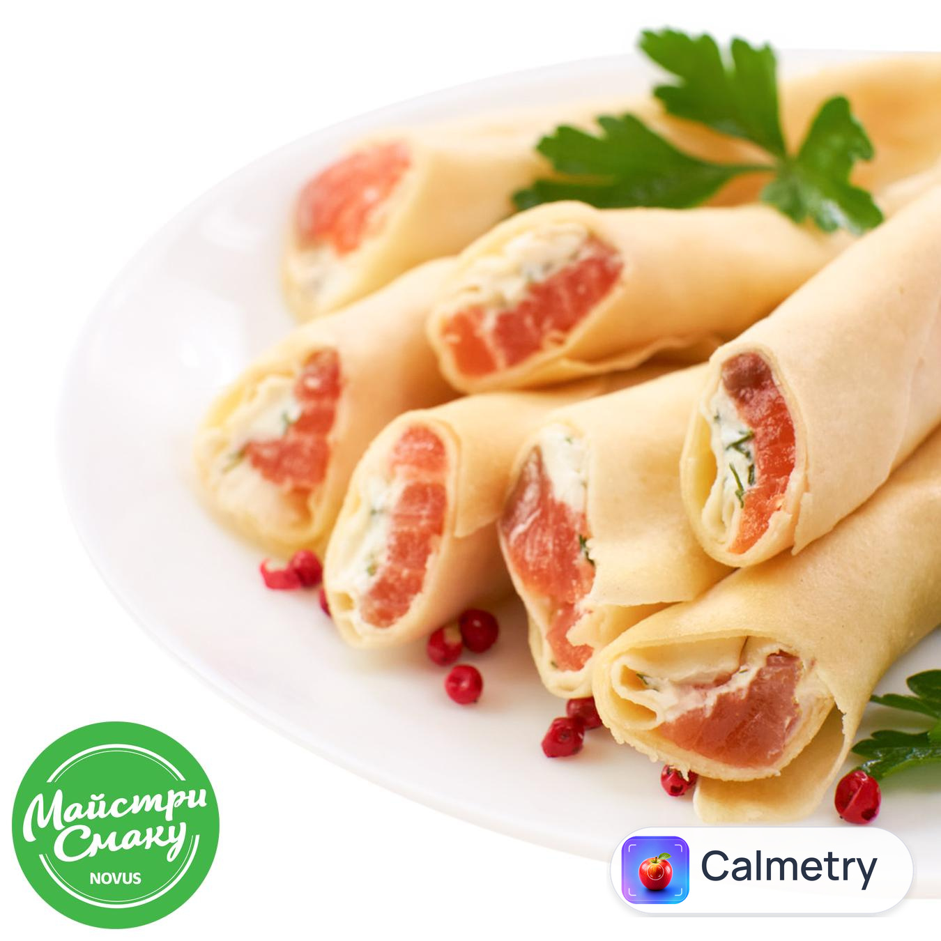 Млинці закусочні з сьомгою слабосоленою — фото продукту
