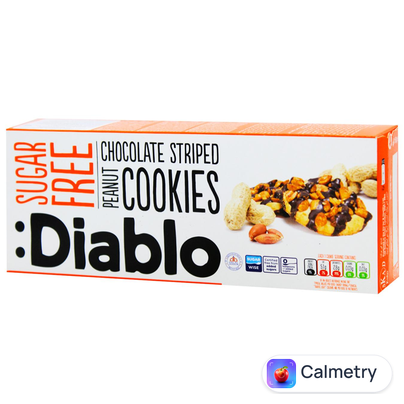 Печиво Diablo з арахісом та шоколадною смужкою без цукру 150г