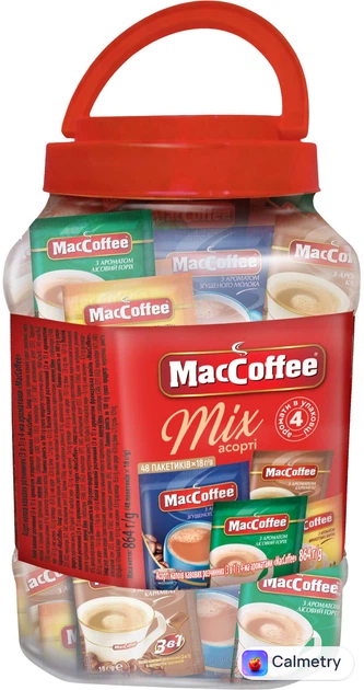 Набір кави MacCoffee 3 в 1 Mix Асорті 48 пакетиків по 18 г 4 аромати