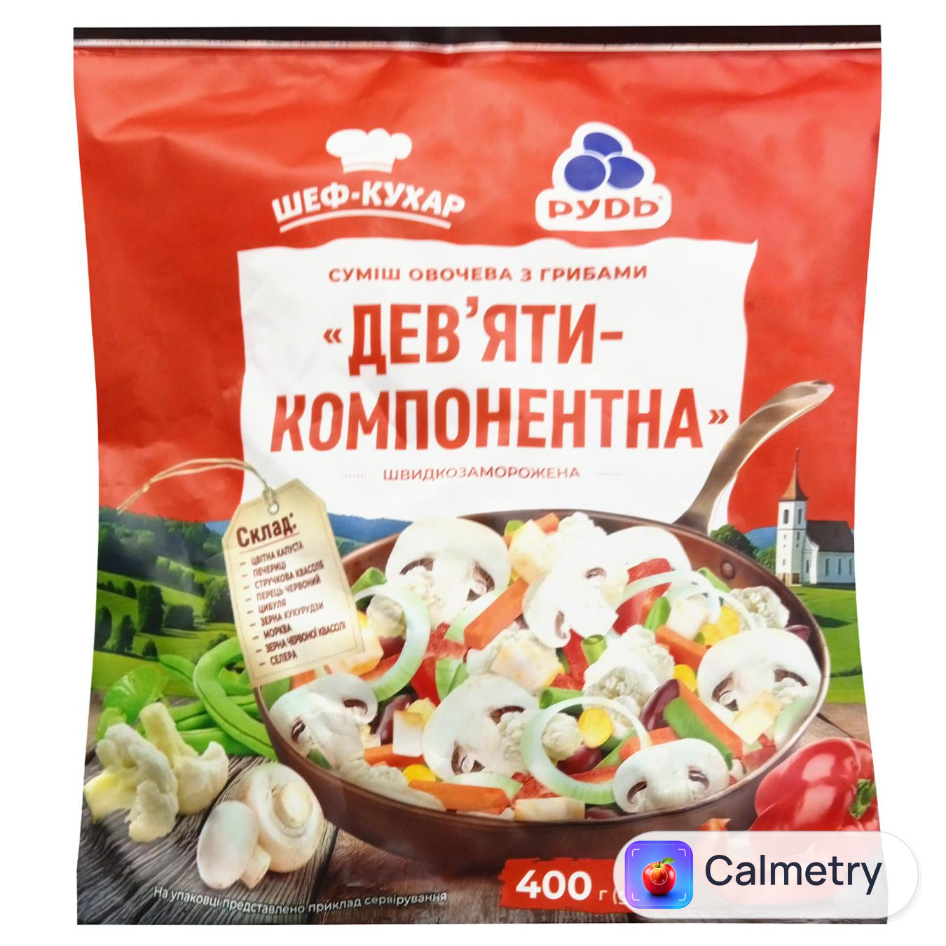 Суміш овочева Рудь Шеф-кухар дев'ятикомпонентна швидкозаморожена 400г — фото продукту