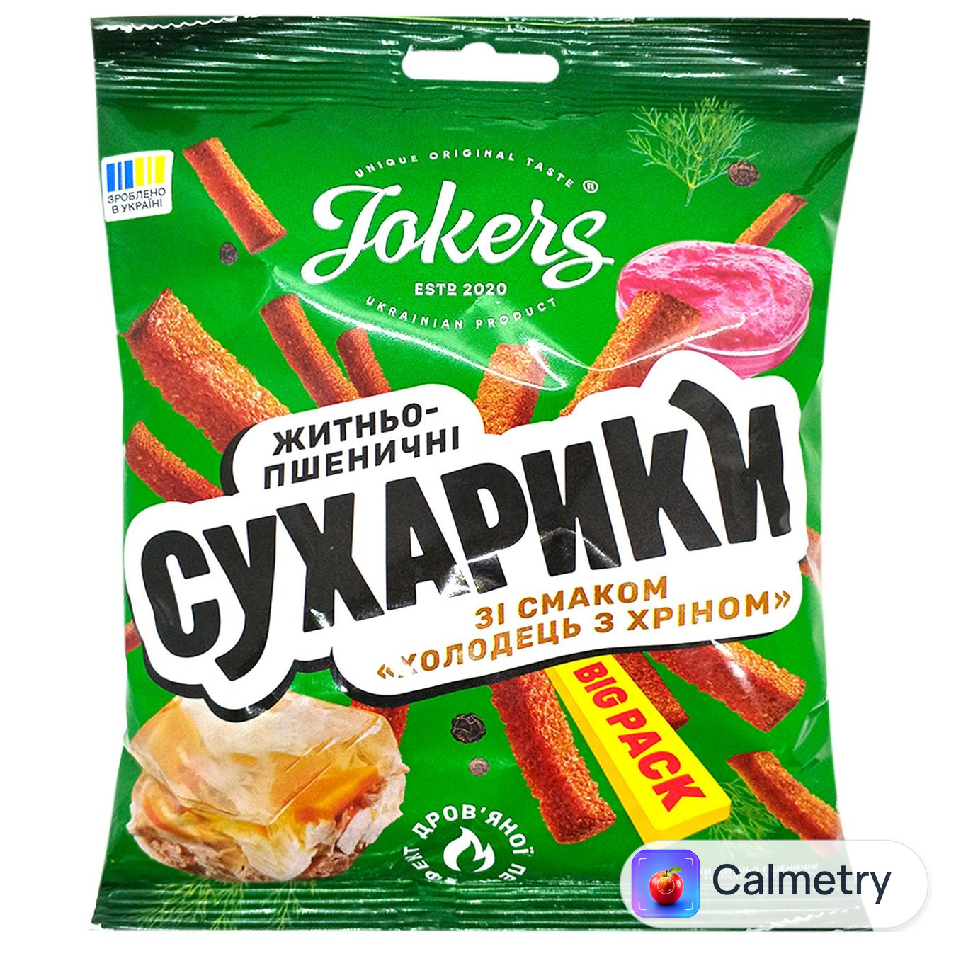 Сухарики JokerS житньо-пшеничні зі смаком Холодець з хріном 100г — фото продукту