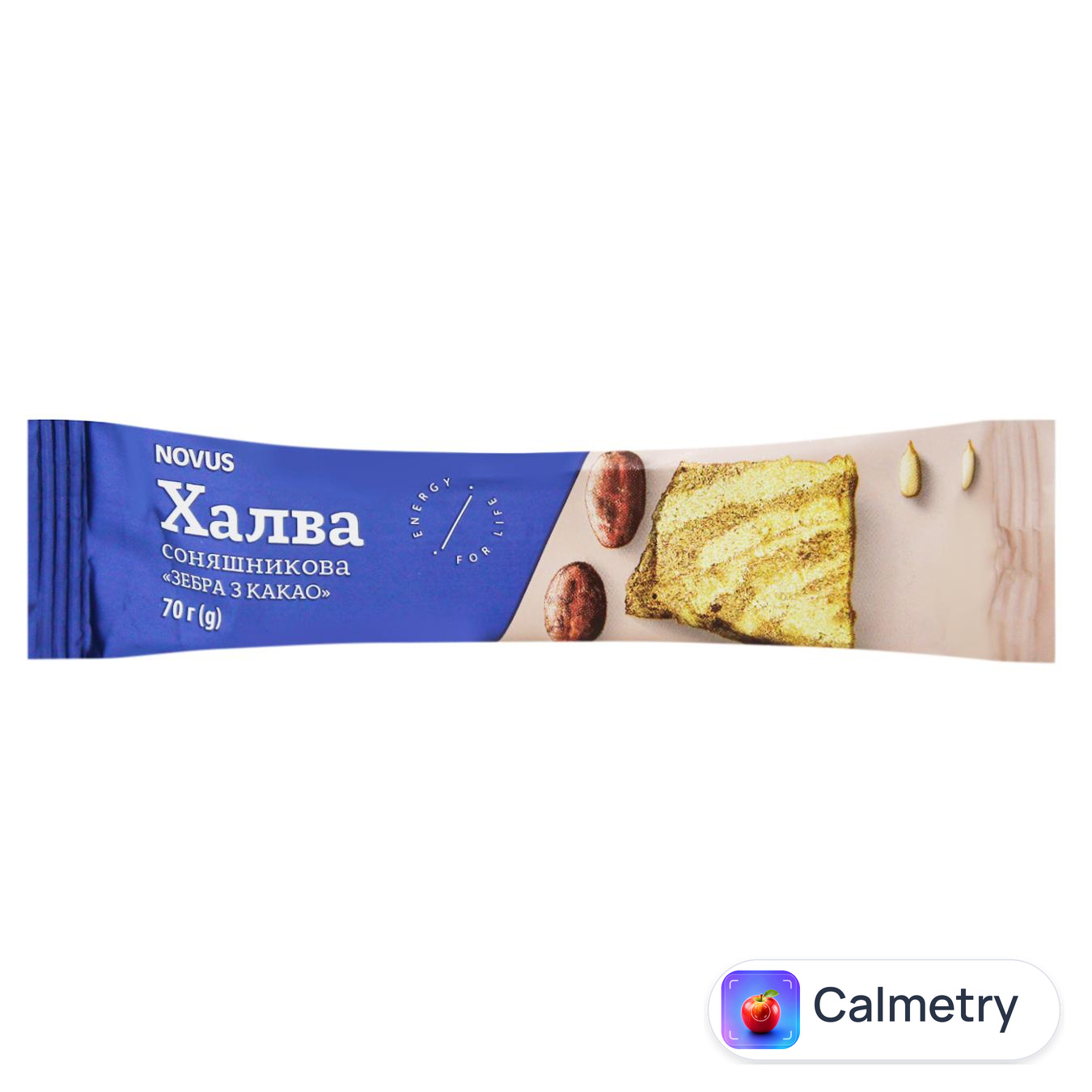 Халва cоняшникова Novus Зебра з какао 70г — фото продукту