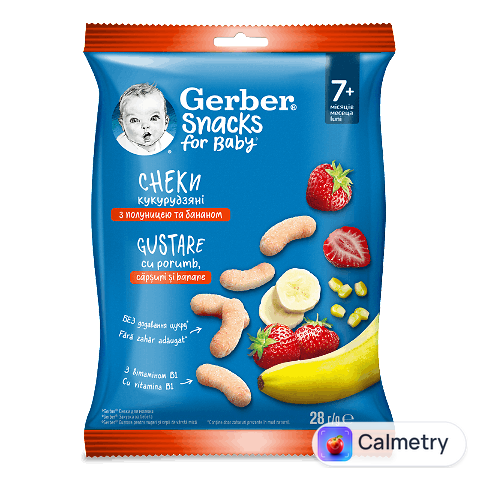 Снеки Gerber кукурудзяні з полуницею і бананом від 7 місяців, 28г