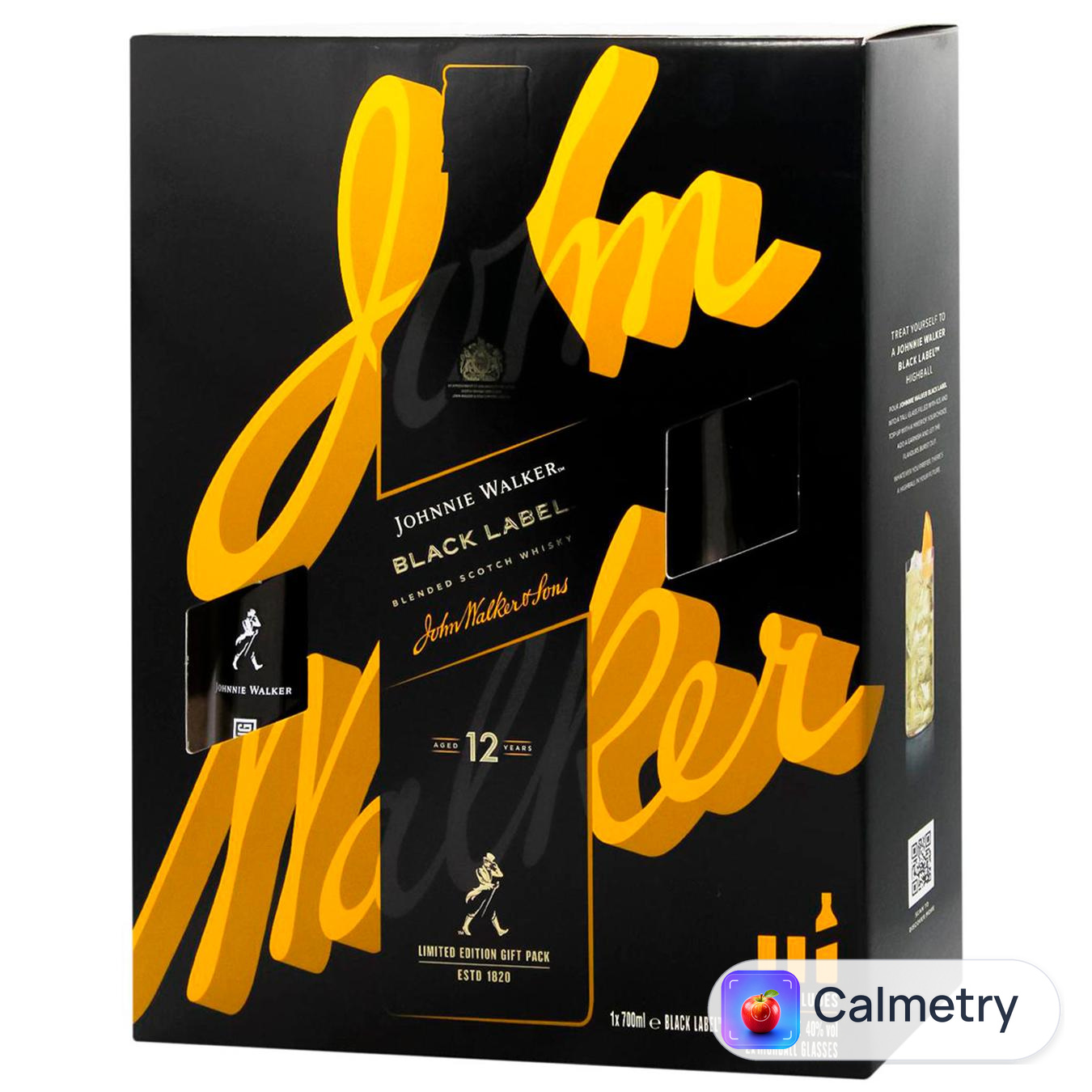Віскі Johnnie Walker Black Label 12 років 40% 0,7л + 2 склянки
