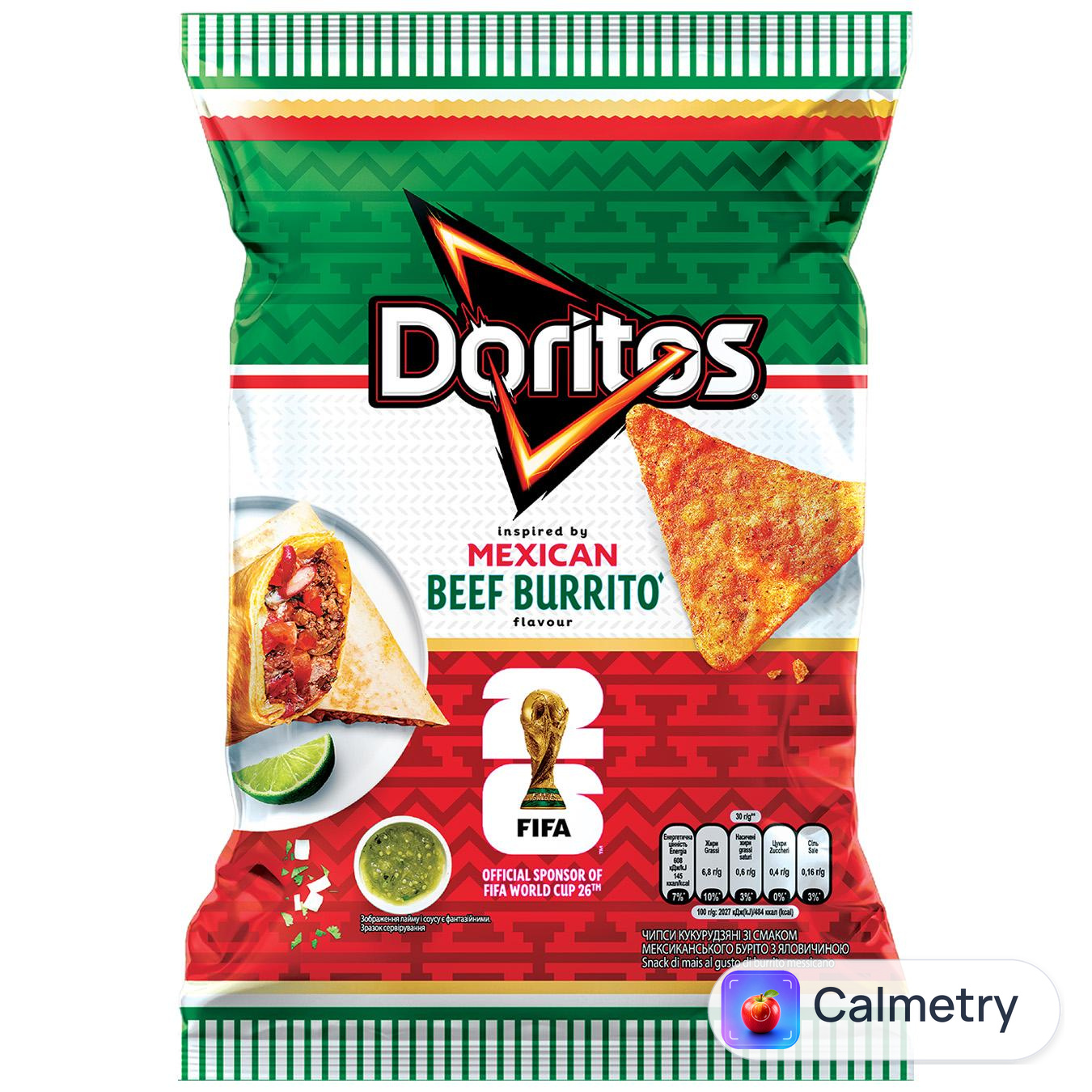 Чипси Doritos зі смаком мексиканського буріто з яловичиною 90г