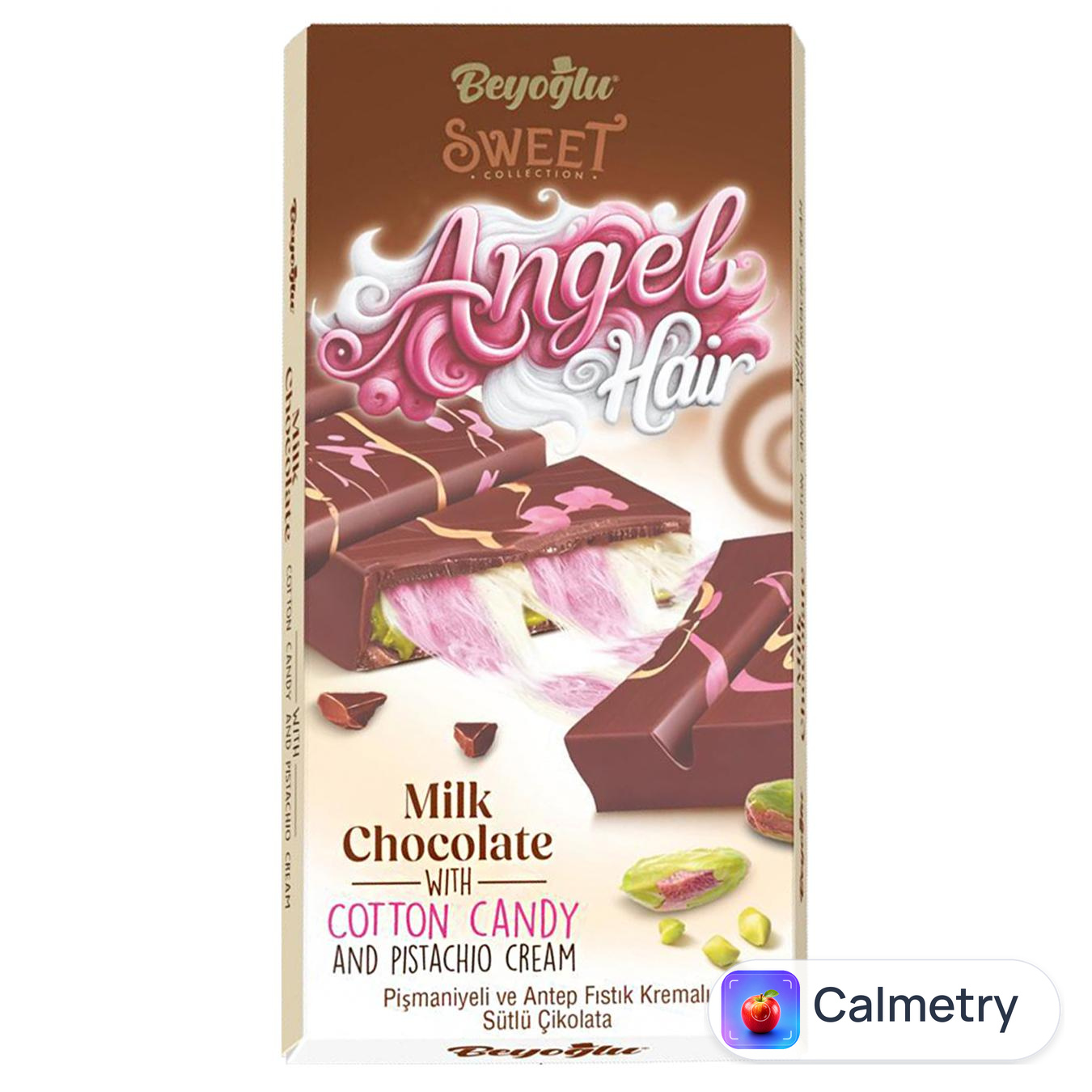 Шоколад молочний Beyoglu Angel Hair з фісташкою 170г
